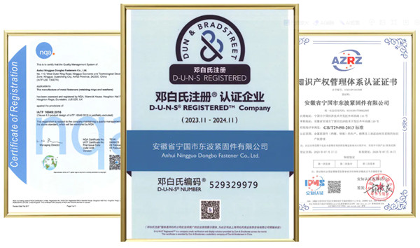 安徽省宁国市东波紧固件有限公司证书